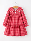 Girls Red Plaid  Dress