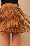 SUEDE FRINGE SKIRT