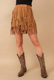 SUEDE FRINGE SKIRT