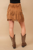 SUEDE FRINGE SKIRT