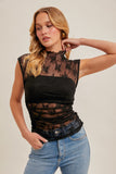 Mock Neck Lace Top