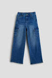 Girls Wide Cargo Jeans