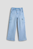 Girls Wide Cargo Jeans