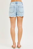 Risen Mid Rise Lace Hem Shorts
