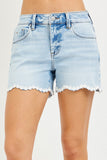 Risen Mid Rise Lace Hem Shorts