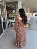 Embroidery Smocked Midi Dress