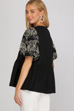 Embroidered Baby Doll Top