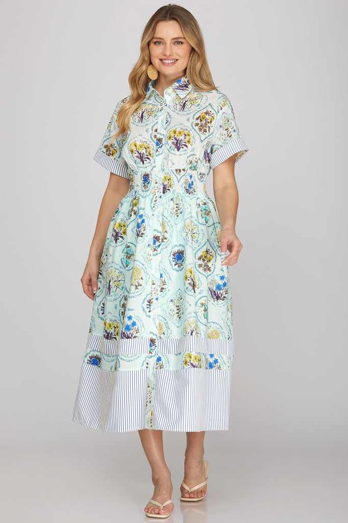 the real real midi dress Reformation Floral Print Midi Length Dress - Blue Dresses, Clothing - WRFMN376905