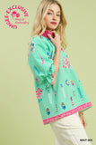 Seersucker Floral Top
