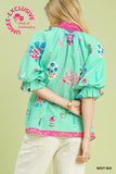 Seersucker Floral Top