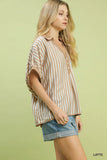 Stripe Collared  Top