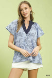 Stripe Embroidered Top