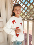 Girls Bow Sequins Sweater
