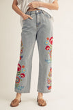 Embroidered Denim Pants