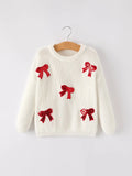 Girls Bow Sequins Sweater