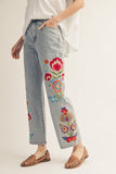 Embroidered Denim Pants