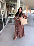 Embroidery Smocked Midi Dress