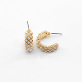 Gd Textured Pearl Pave Open Hoop
