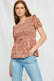 Smocked Floral Top