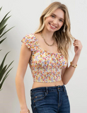 SMOCKED CROP TOP