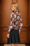 Mesh Floral Mock Knit Top