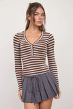 Henley Long Sleeve Knit Top
