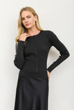 Ribbed Scalloped  Knit Cardigan
