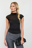 Sheer Ruched  Knit Top